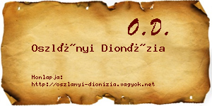 Oszlányi Dionízia névjegykártya